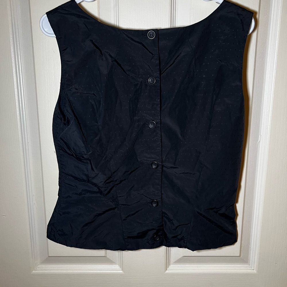French Connection Vintage Dotted Black Sleeveless Blouse - Picture 6 of 8